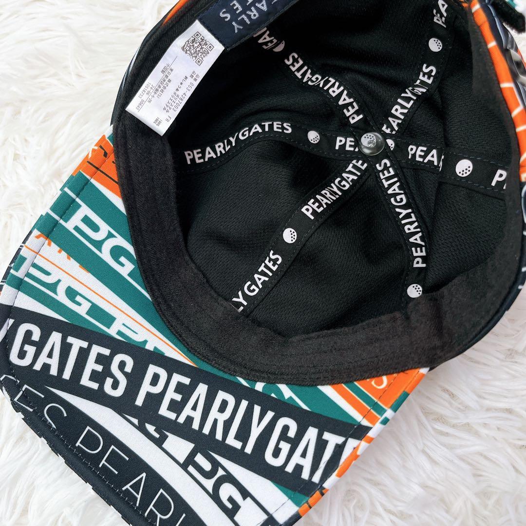 極美品✨PEARLY GATES ロゴリボン柄キャップ ユニセックス 帽子