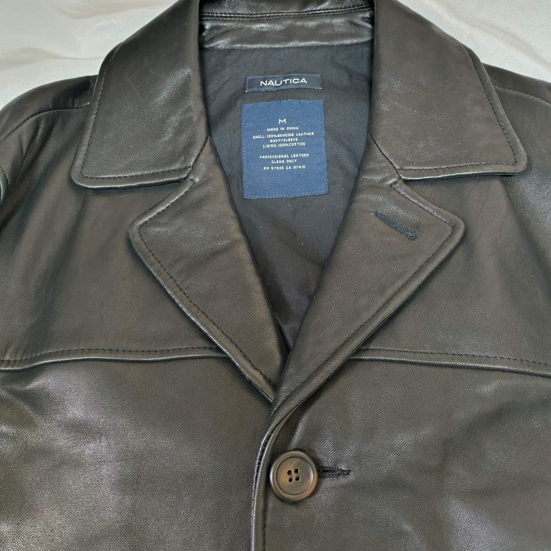 NAUTICA ブラック レザー ジャケット M 羊革