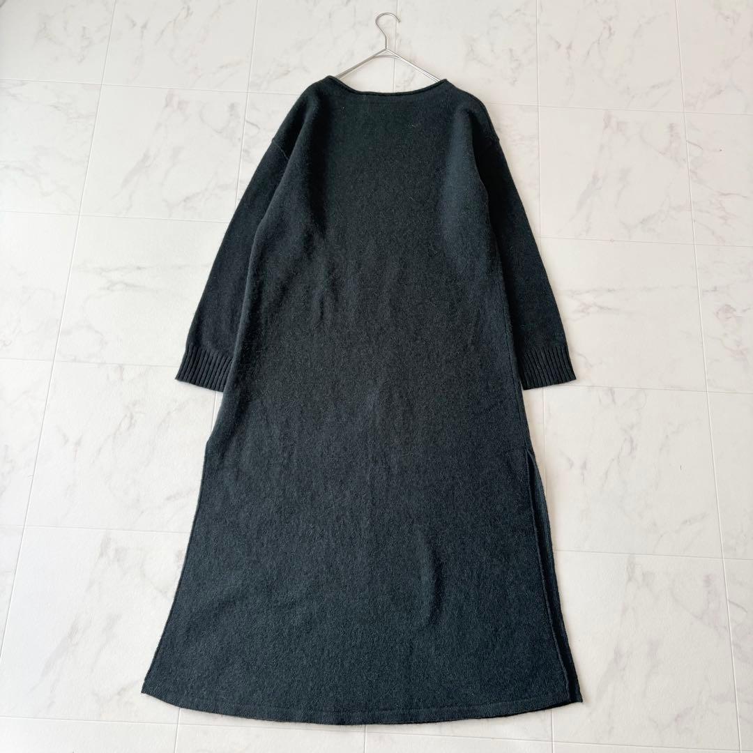 極美品✨《ハウスオブロータス》ヤク100% マキシ丈ニットワンピース 深緑