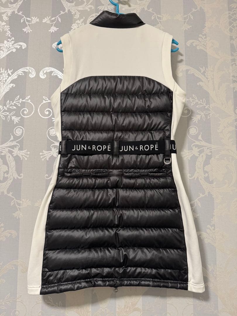 JUN&ROPE フリースコンビダウンワンピース　ロゴベルト付き