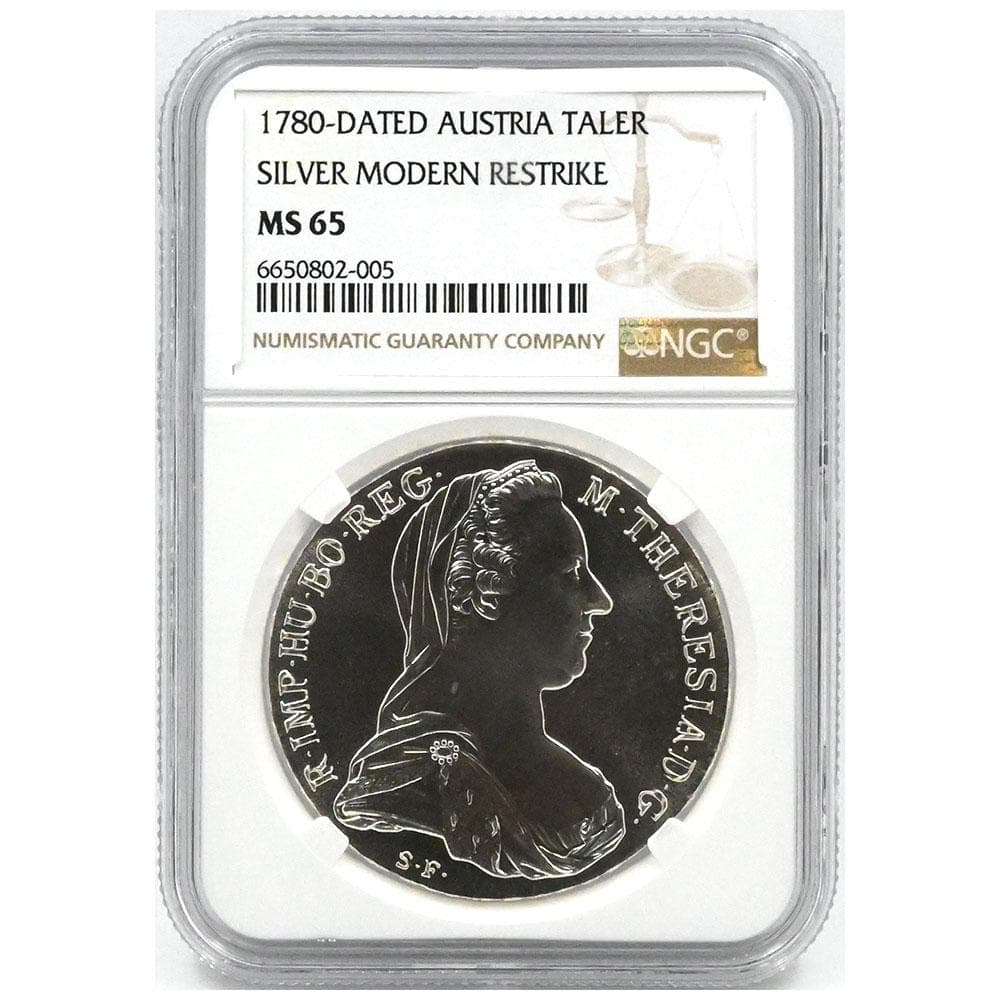 1780-DATED オーストリア マリア・テレジアRe MS65 銀貨 110