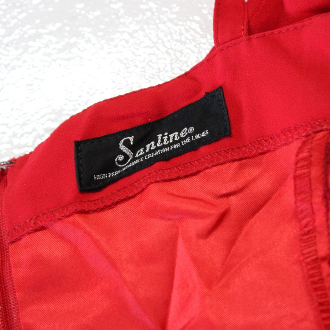 【美品 社交ダンス衣装】ワンピース ドレス Sanline 赤 派手 シンプル