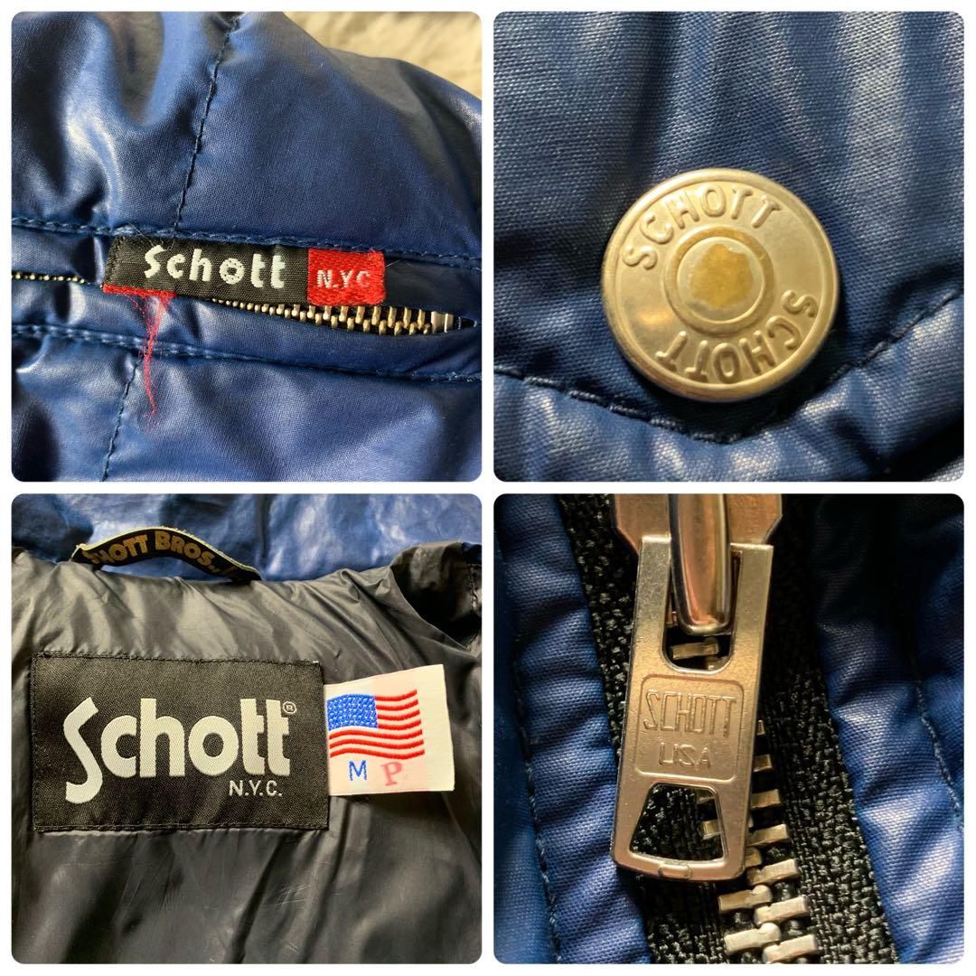 美品/希少モデル■schott ダウンジャケット ダブルライダース ブルー M
