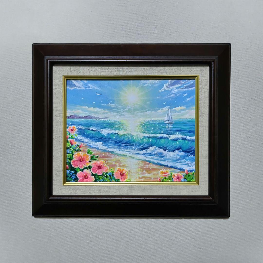 N*a様 【陽光】アクリル画 F3 風景画 絵画 海の絵