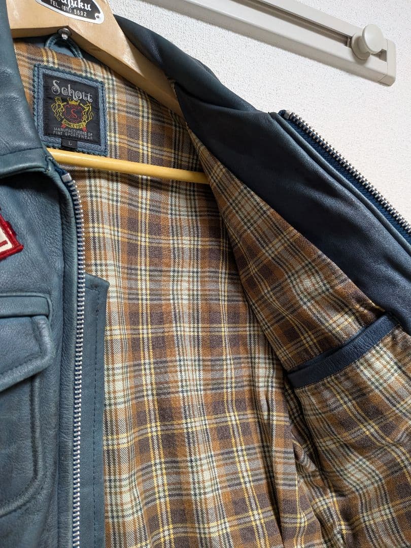 希少品 SCHOTT ライダースジャケット ワッペン Ｌサイズ レザー
