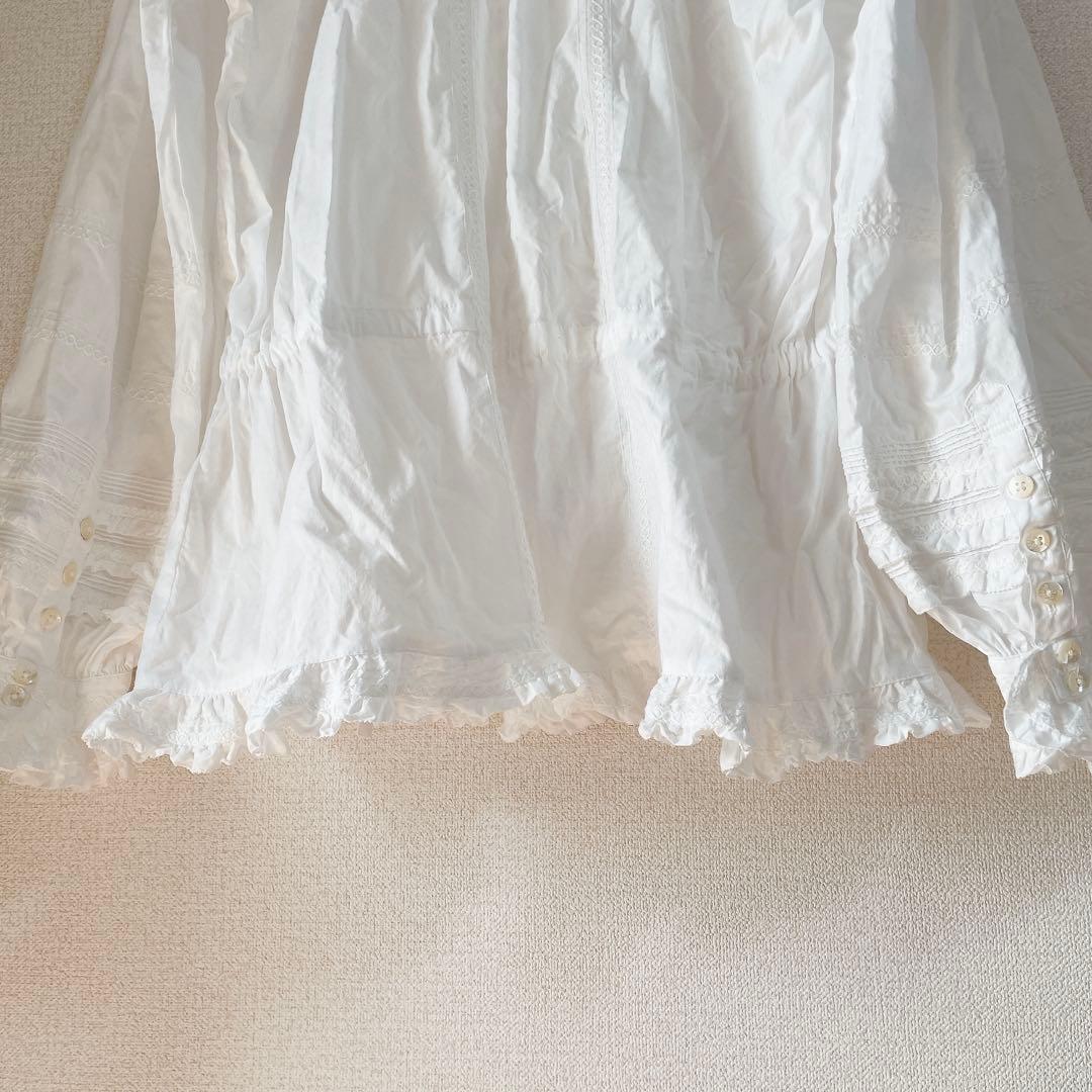 【高級】PINK HOUSE ブラウス　フリル　ピコフリルいっぱい　ホワイト　綿