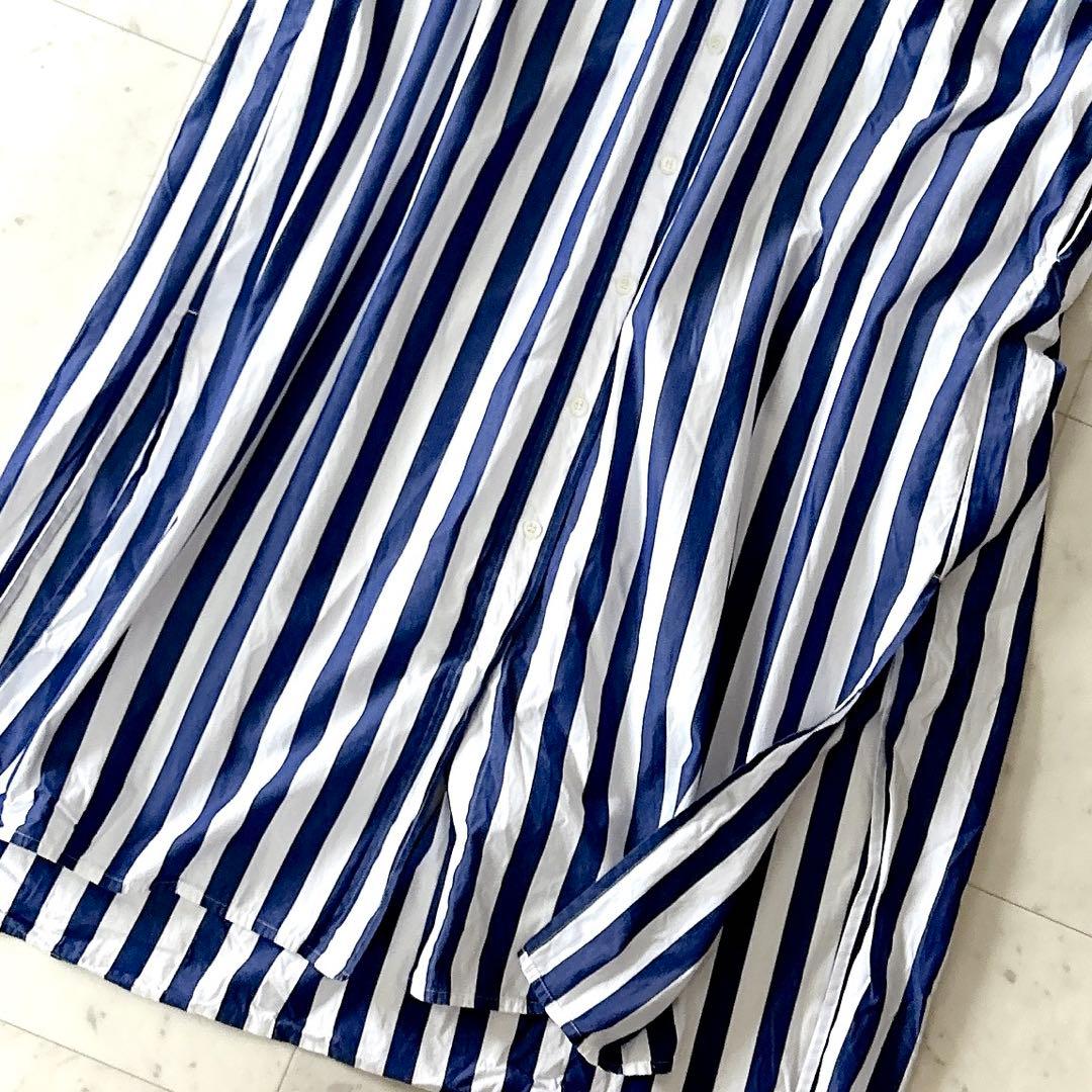美品 ジャーナルスタンダード ストライプ シャツワンピース ブルー ホワイト