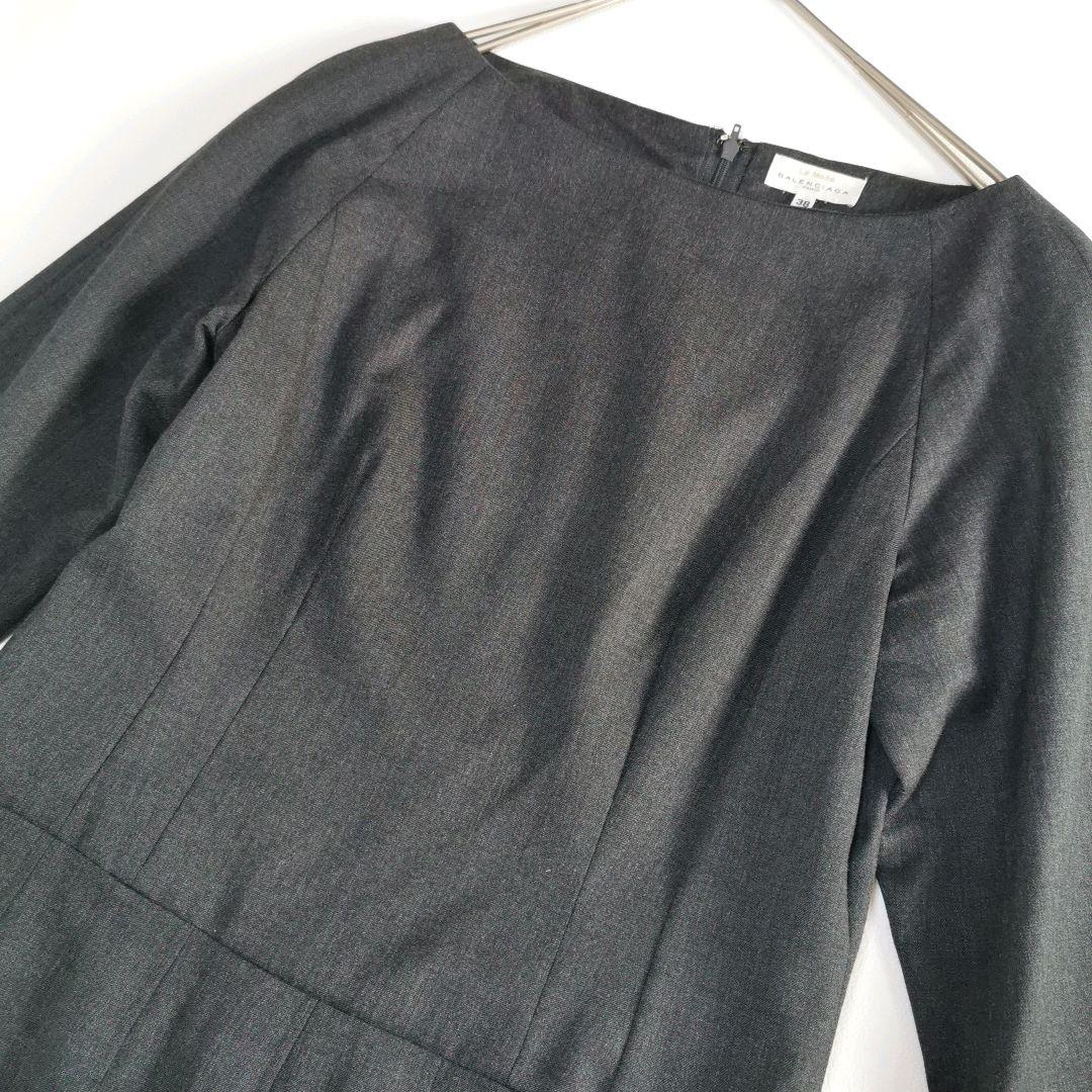 【美品✨】バレンシアガ ロングワンピース プリーツ フレア ウール100% 38