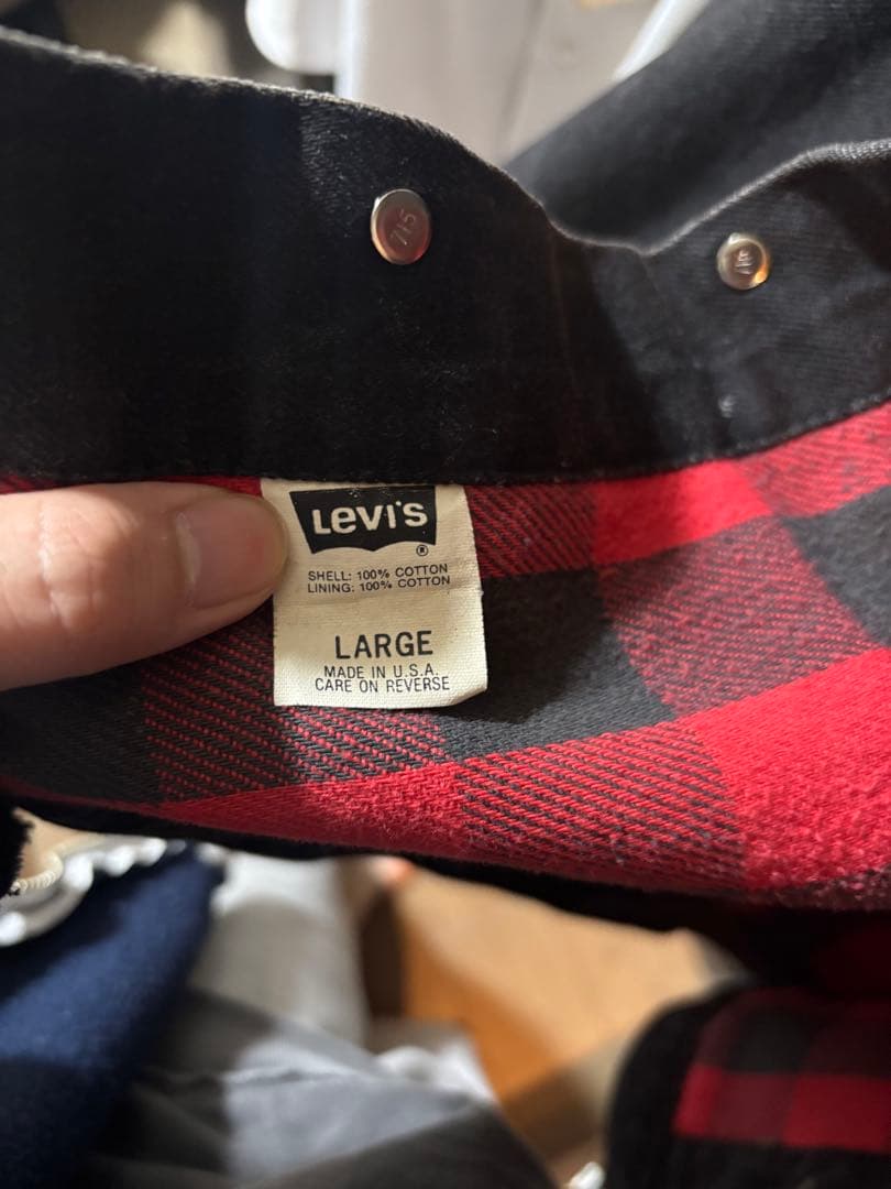 Levi's デニムジャケット リーバイス　裏地　チェック　赤黒