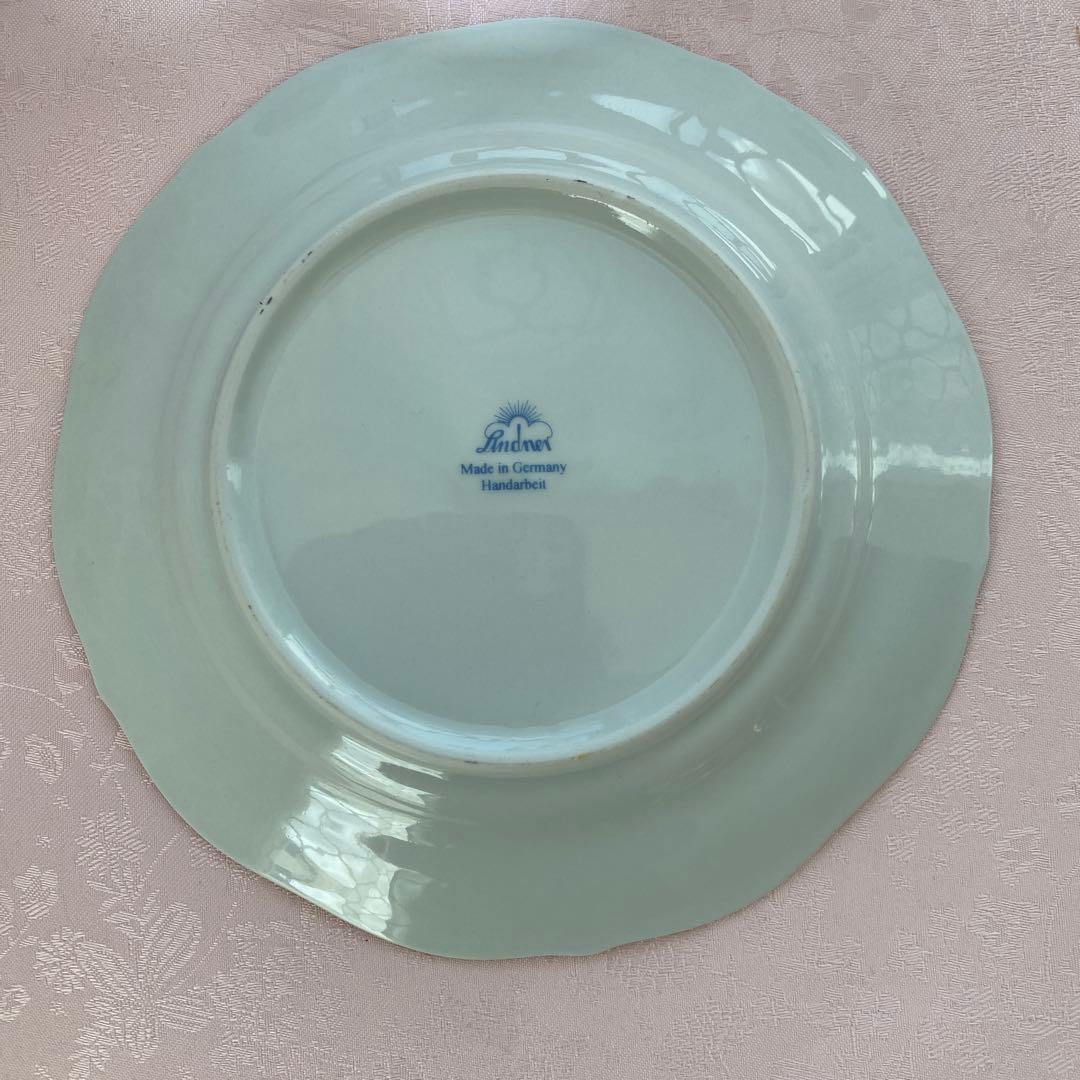 リンドナーHanderbeitケーキ皿 19cm ブルー&ピンク2枚セット