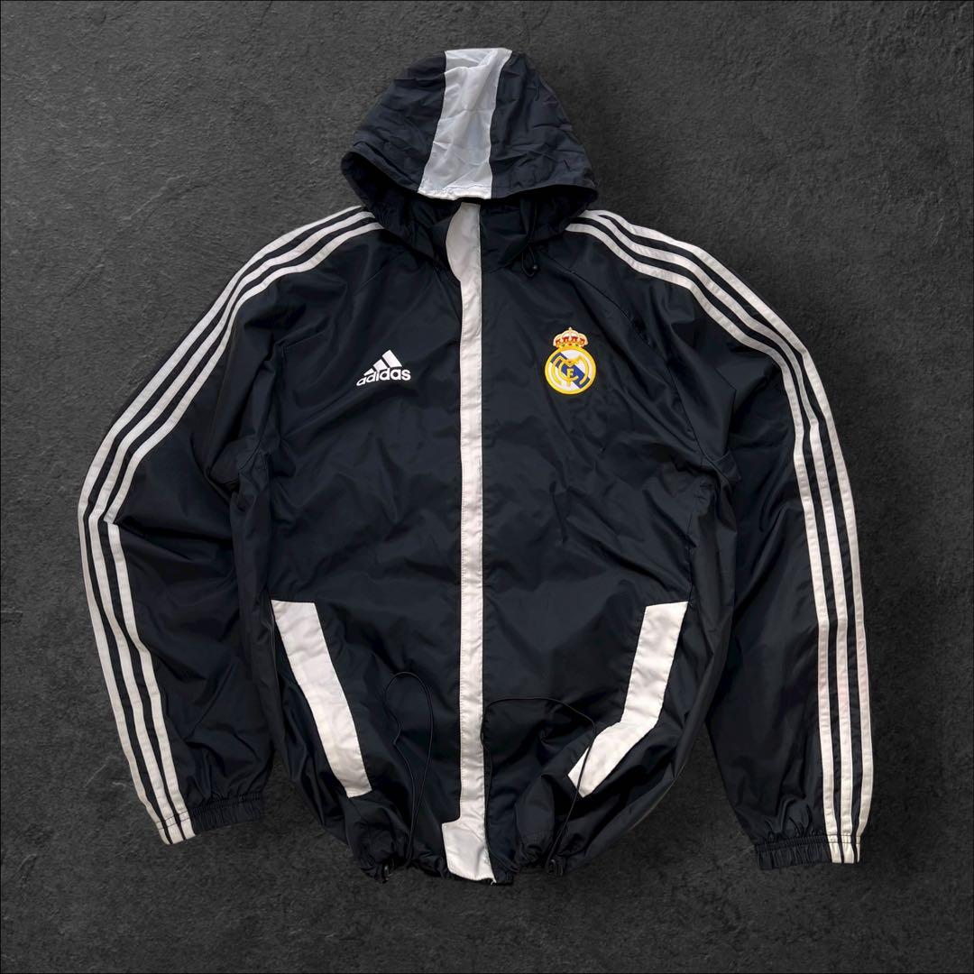 00s adidas レアルマドリード　ナイロンジャケット　短丈　ドローコードL