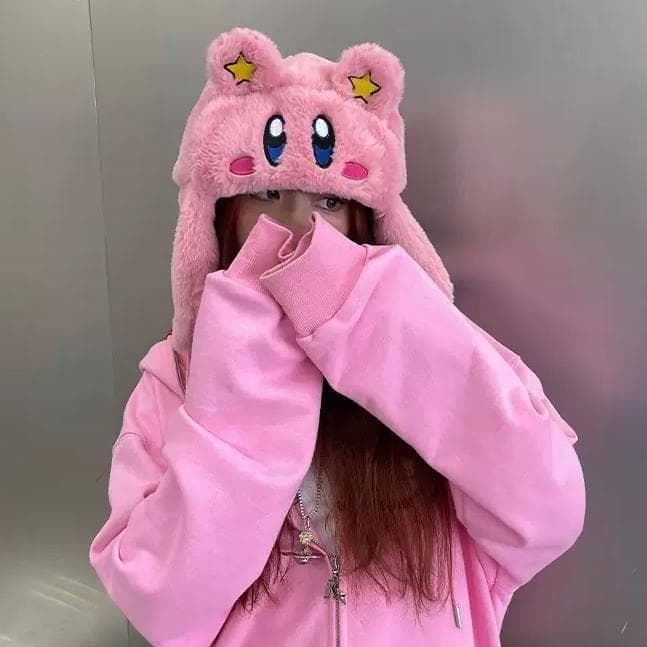 KAKAZZY 帽子 ニット帽 ビーニー 耳当て キャップ コスプレ カービィー