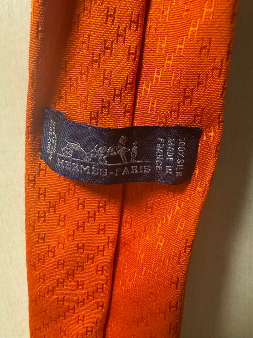 【定価42,000円】HERMES エルメス オレンジ シルクネクタイ 箱付き