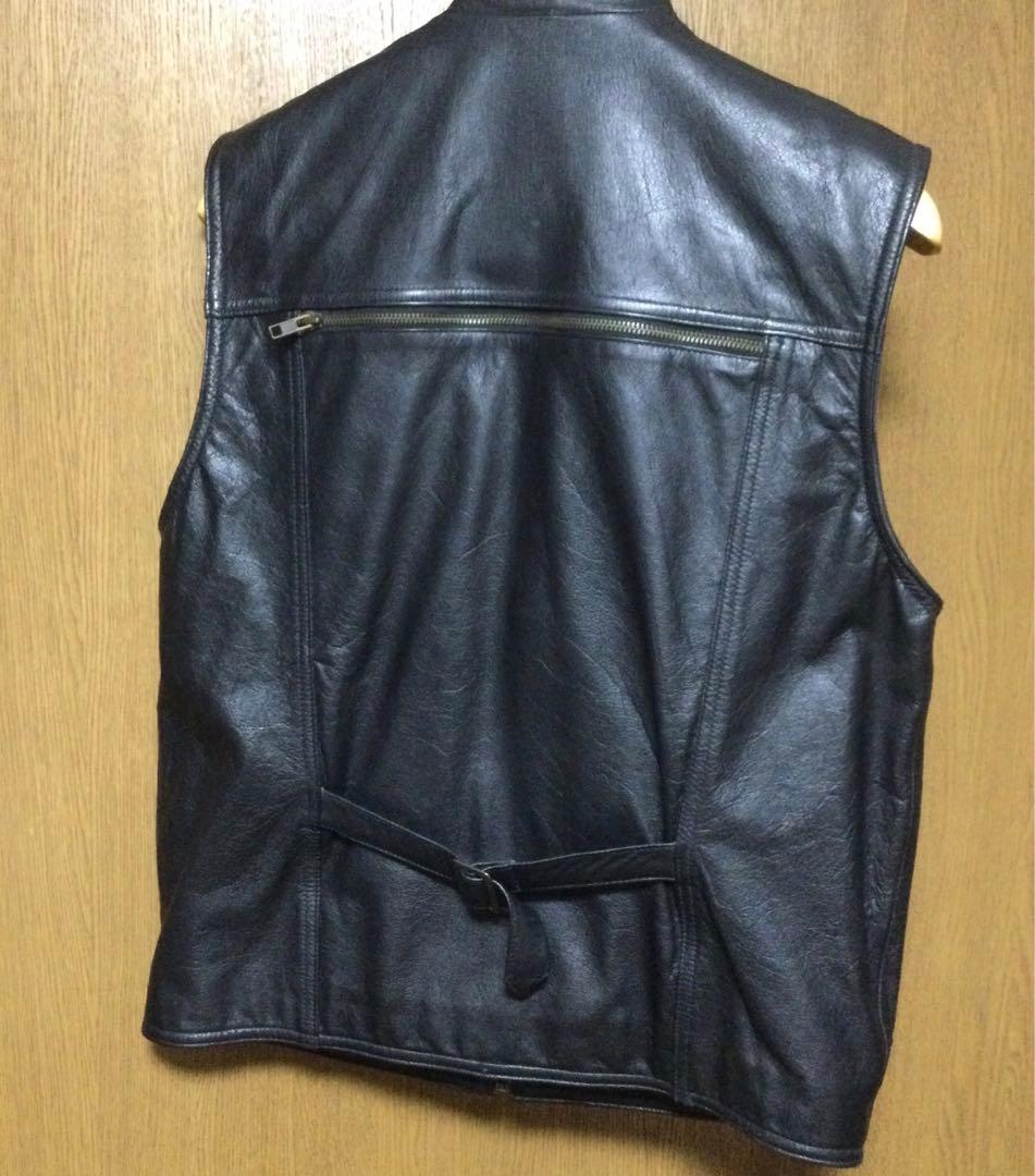 【古着ヴィンテージ】GIVERNY マルチポケット黒レザーベストハンティング L