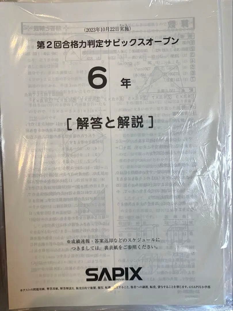 【るりま様】SAPIX 6年生 2023年度 マンスリー・組分け他テストセット
