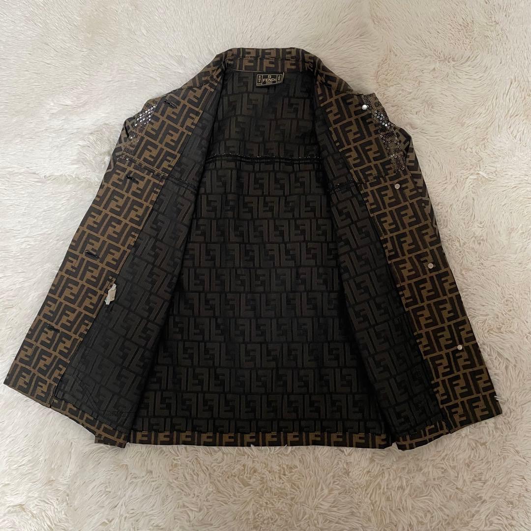 希少 フェンディ ズッカ柄 ジャケット ブラウン 42 メンズ