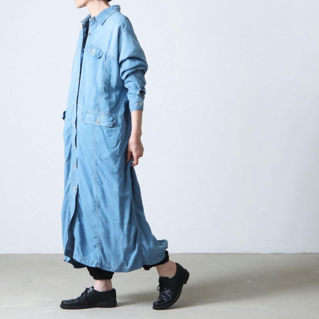 美品 ティッカ TICCA テンセル リネン デニム コートシャツ ワンピース