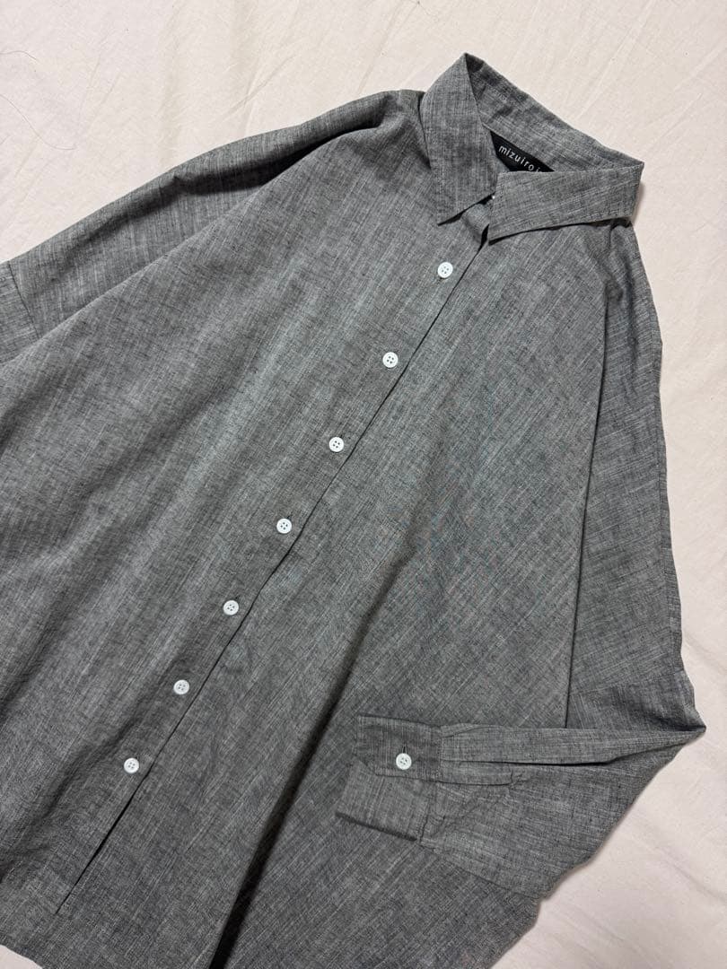 mizuiro ind リネン混ワイドシャツ