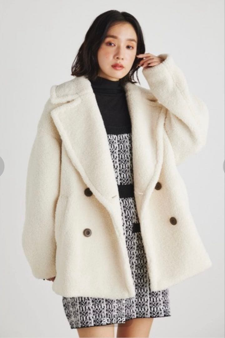 rienda フェイクボアチェスターショートコート