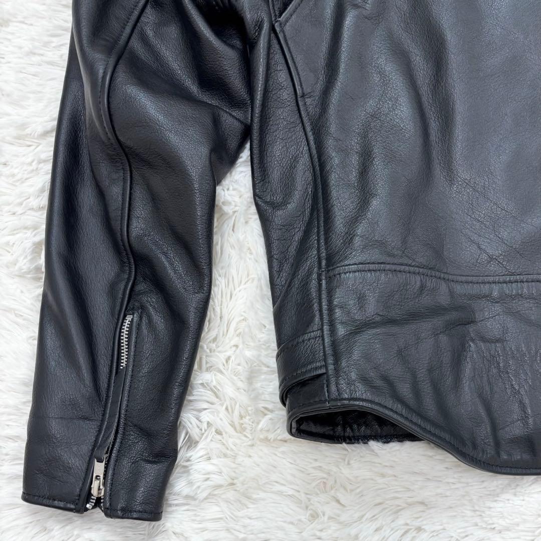 Rookie Leathers 水牛革 ダブルライダースジャケット 黒 ベルトL