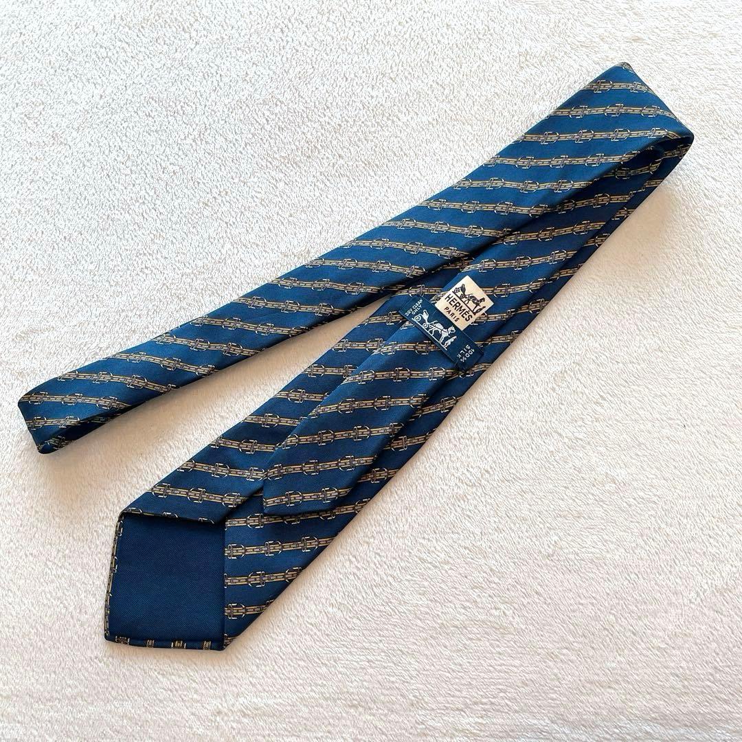 限定値下げ❣️♦︎HERMÈS【極美品】エルメス♦︎シルク100%♦︎ネクタイ♦︎ネイビー