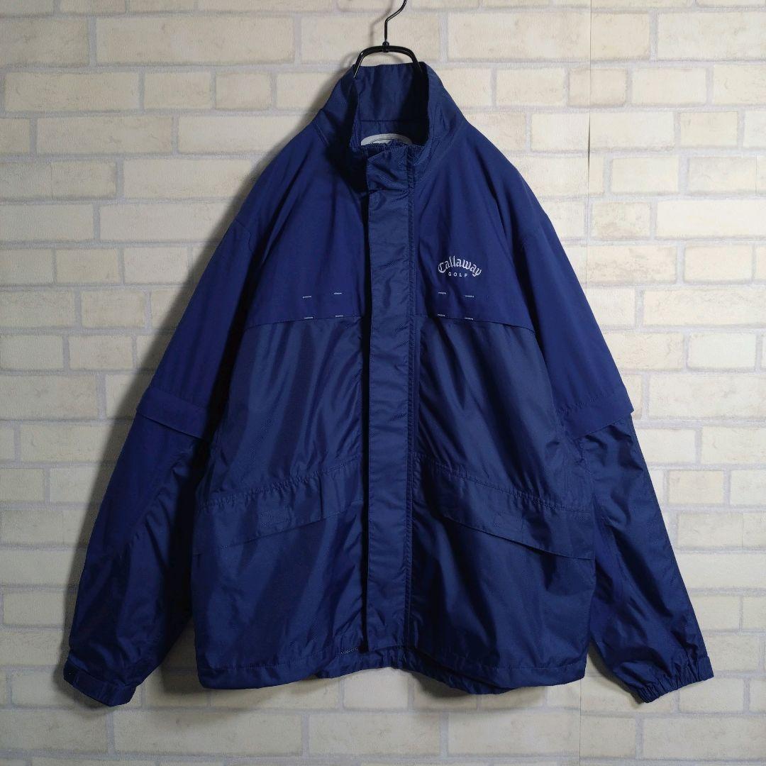 キャロウェイ★裏メッシュ 2WAY ナイロン セットアップ 上下組 紺 L