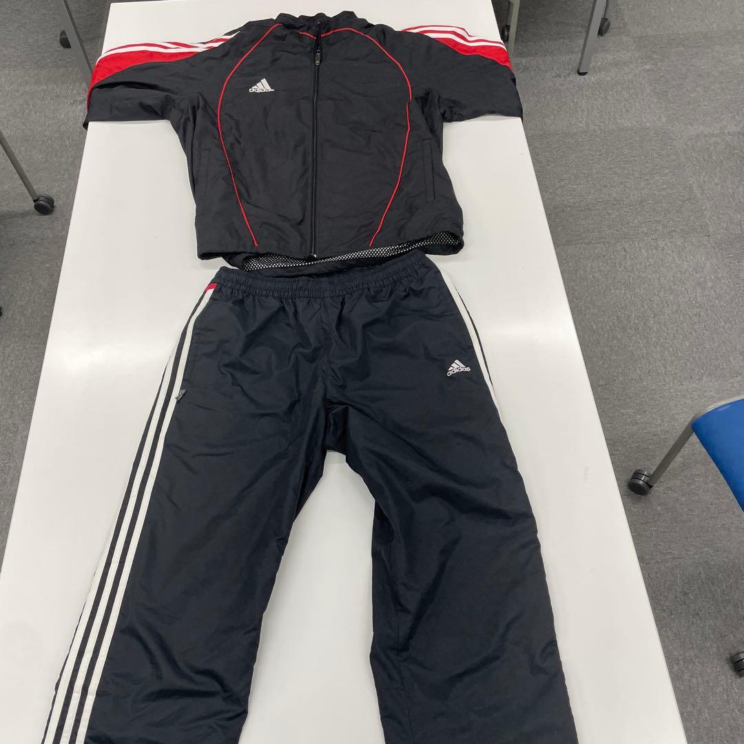 adidas ウォームアップウェア 上下 XLサイズ 黒赤