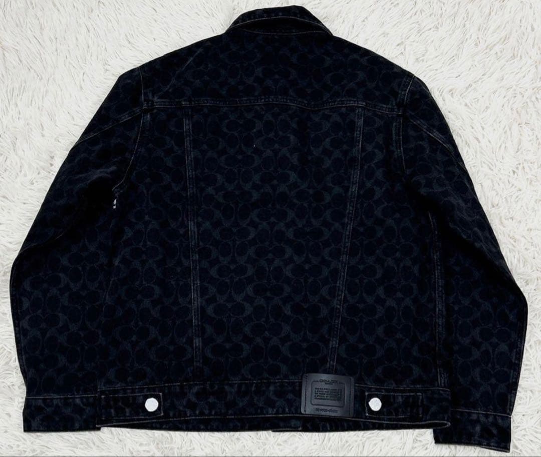 COACH デニムジャケット シグネチャー 総柄 ブラック メンズ