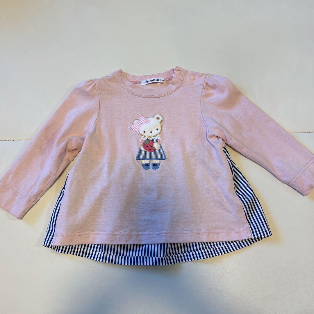 familiar クマ刺繍 ロンT 90サイズ
