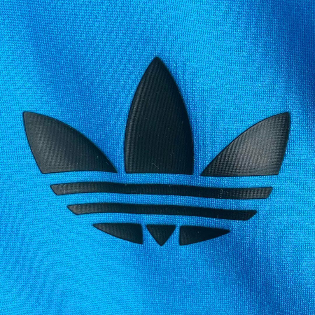 adidas トラックジャケット 囲みロゴ 裏起毛 希少デザイン ブルー M