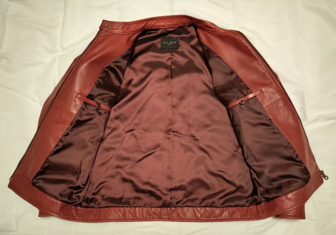 牛革　シングルライダース 　ジャケット 　レッド　中古