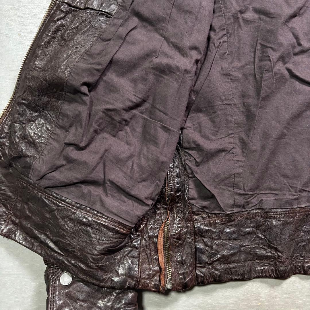 DIESEL レザージャケット　羊革　ラムレザー　オールレザー　バイカー　XL
