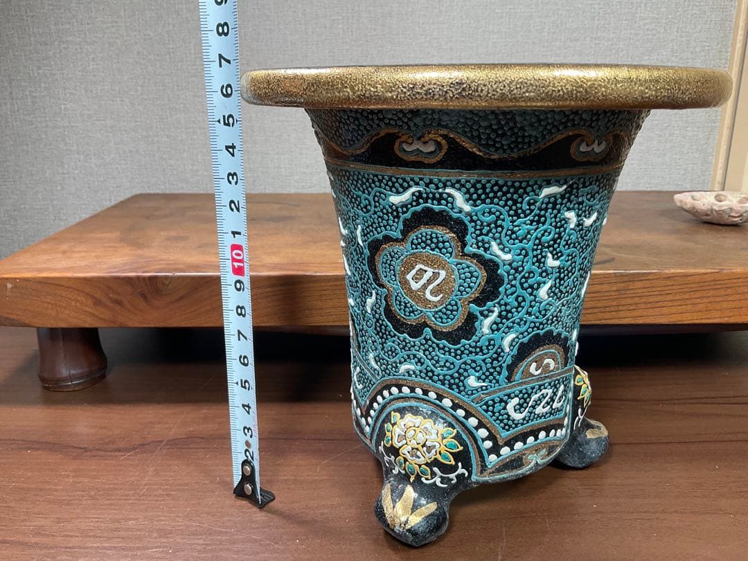 「絵付けの綺麗な古い蘭鉢」万年青鉢古美術品