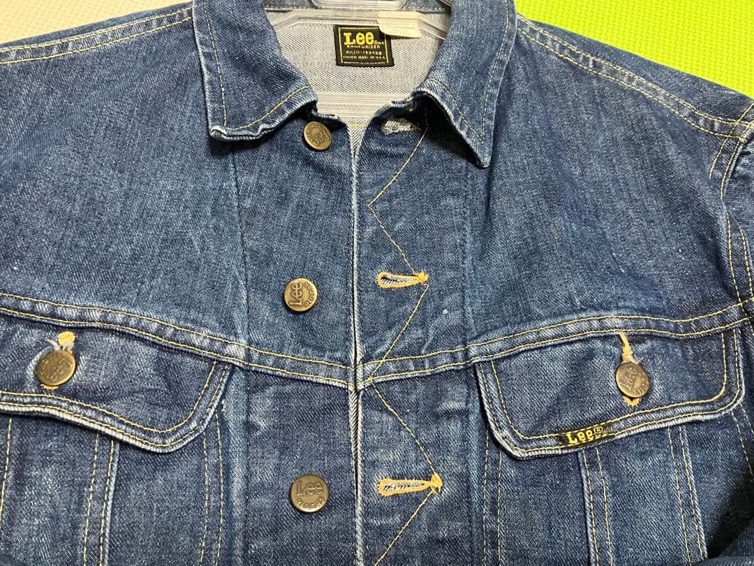 USA製 リーLee 220Jデニムジャケット　70年〜 縦落バリバリ濃紺　M