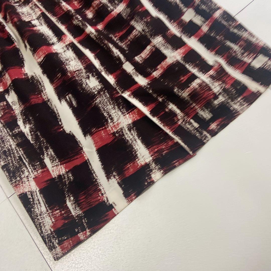美品 HIROKOKOSHINO ブラシペイント チェック タック ワンピース