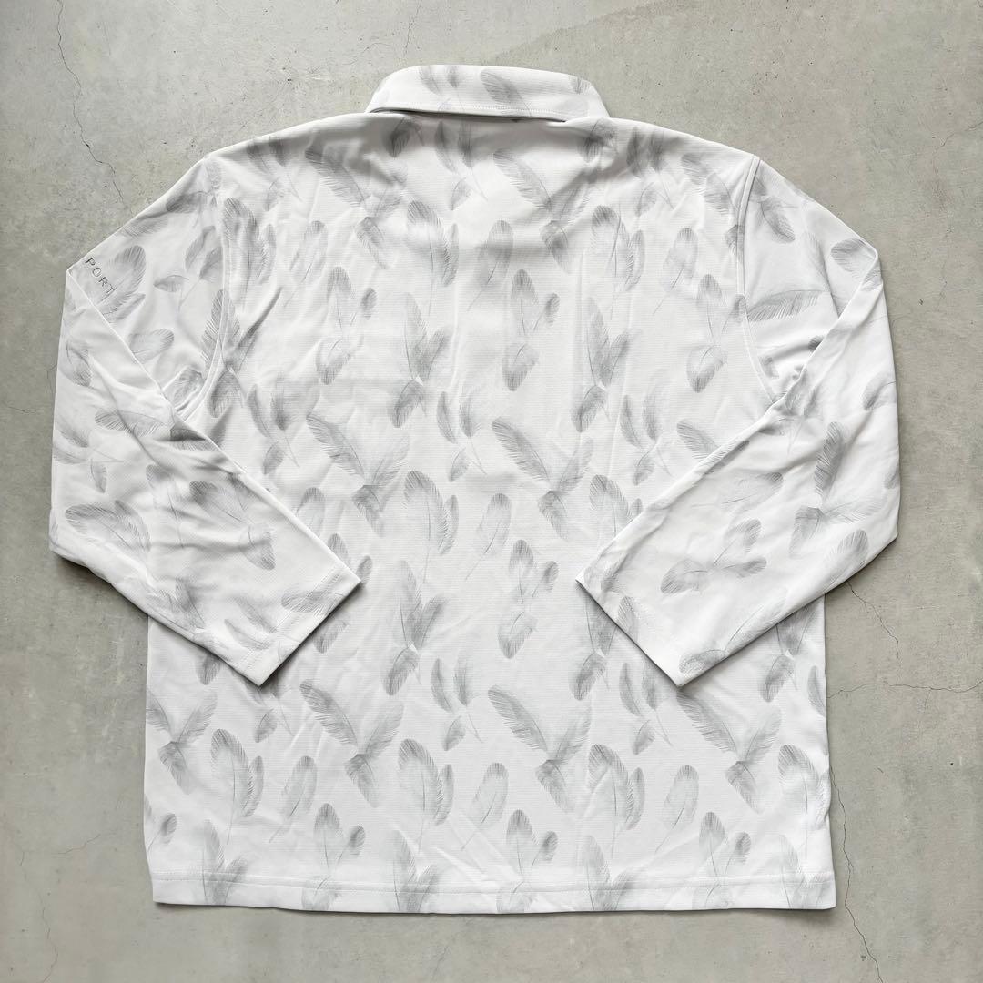 LANVIN SPORT ランバンスポール 総柄 刺繍ロゴ 長袖ポロシャツ 40