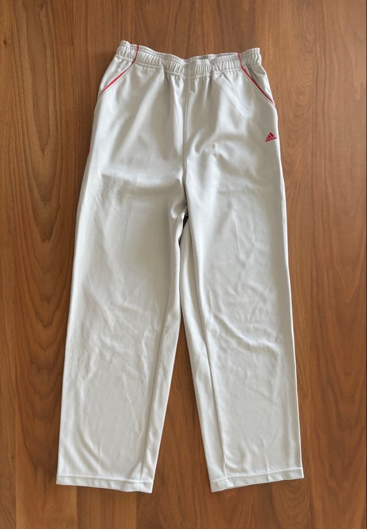 美品 adidas アディダス ジャージ上下セット アイボリー×レッド Lサイズ
