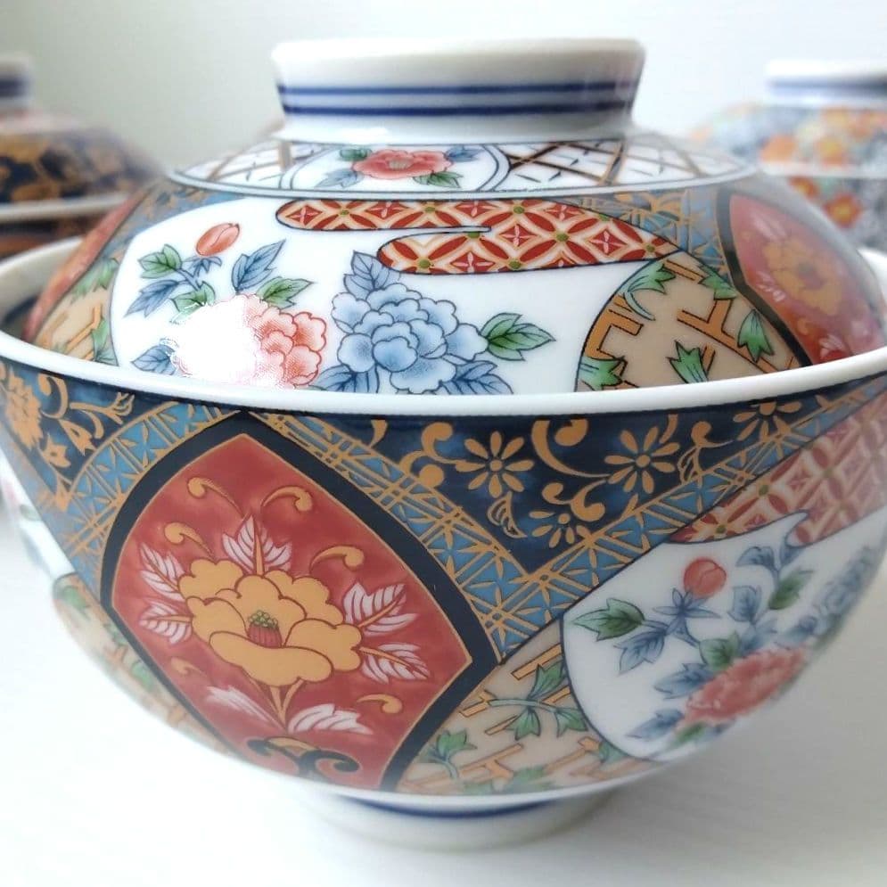 古伊万里 有田焼 南山窯 絵替わり 金彩 色錦 金襴手 蓋付き どんぶり 丼物