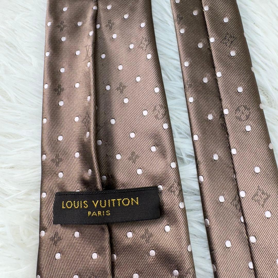LV ルイヴィトン モノグラム ジャガード 現行 シルク ネクタイ ブラウン
