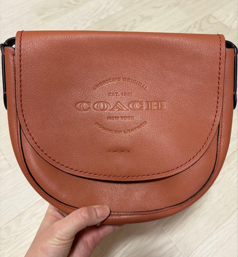coachブラウンレザーショルダーバッグ