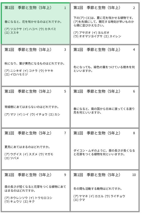 予習シリーズ暗記カード【5年上 社会・理科1〜19回】 中学受験