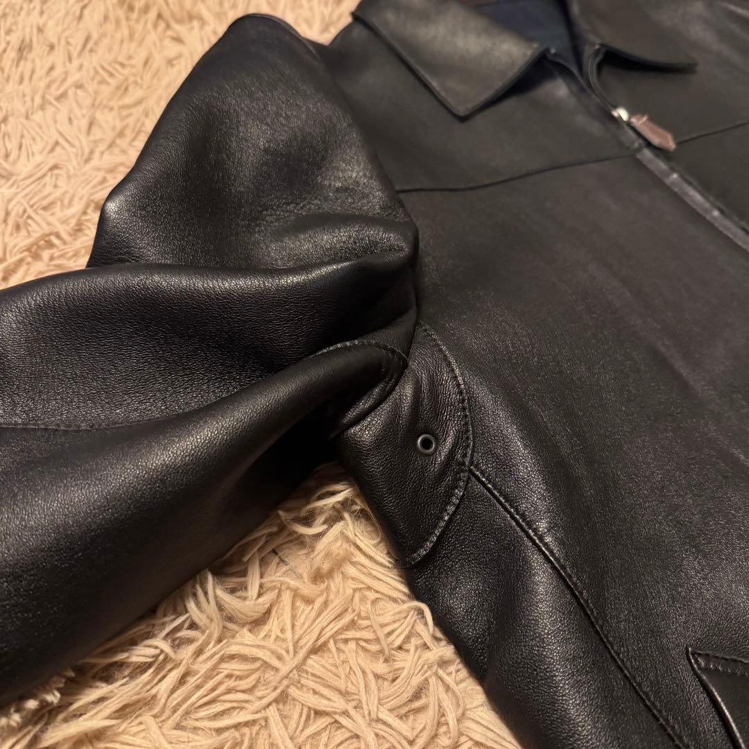 23区HOMME　レザージャケット　ブラック　本革　羊革　ライダース　丈長め