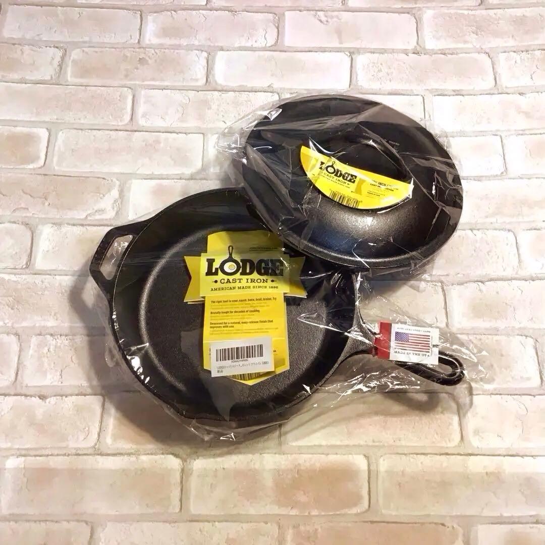 LODGE 新品未使用10,25インチスキレットL8SK3 & カバーL8IC3
