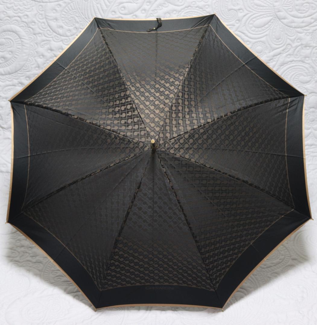 新品タグ付き【ゲラルディーニ】Gロゴ ジャカード先染め手開き長傘 雨傘