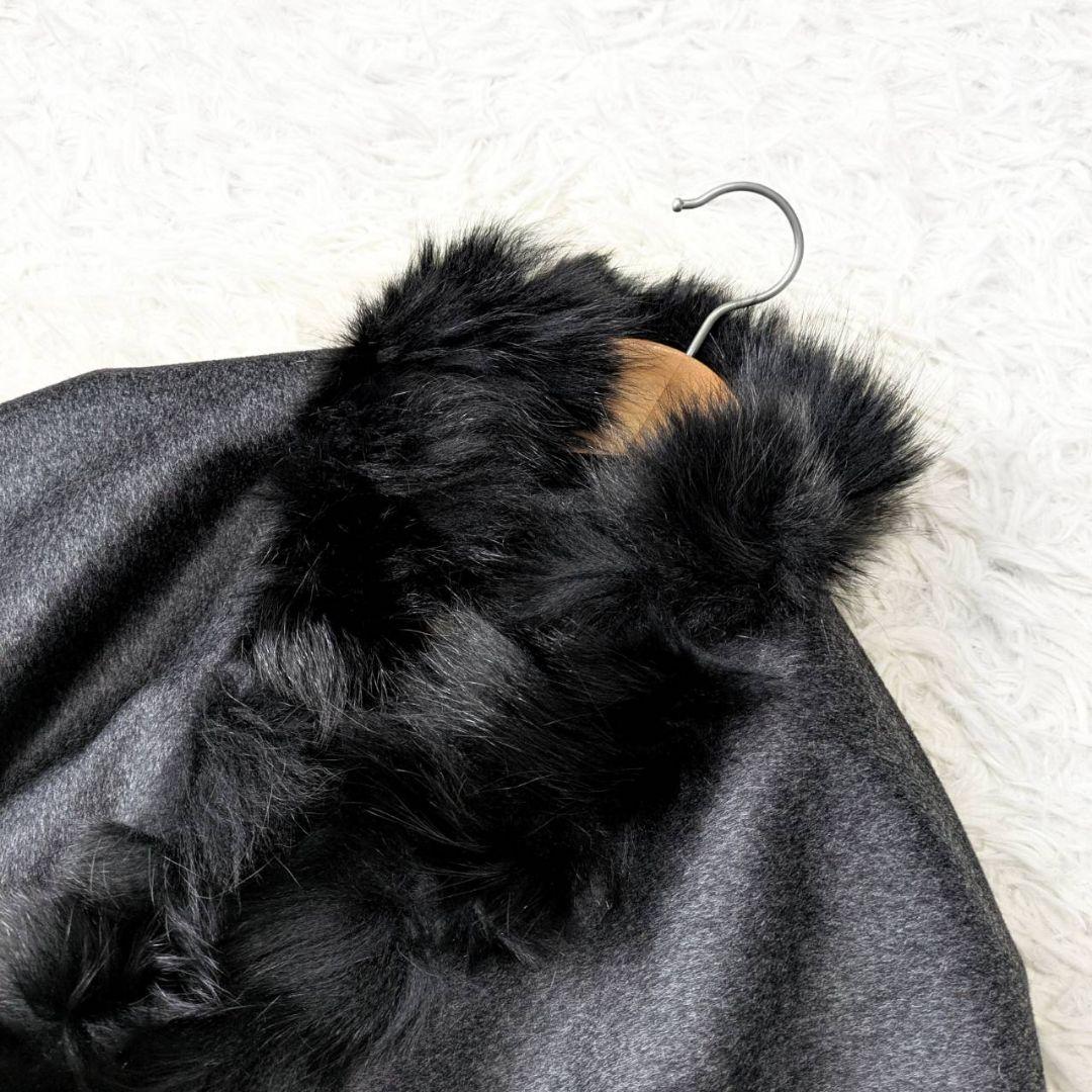 新品タグ付✨ノアージェ【カシミヤ混】ブルーフォックスファー ポンチョ ケープ 黒
