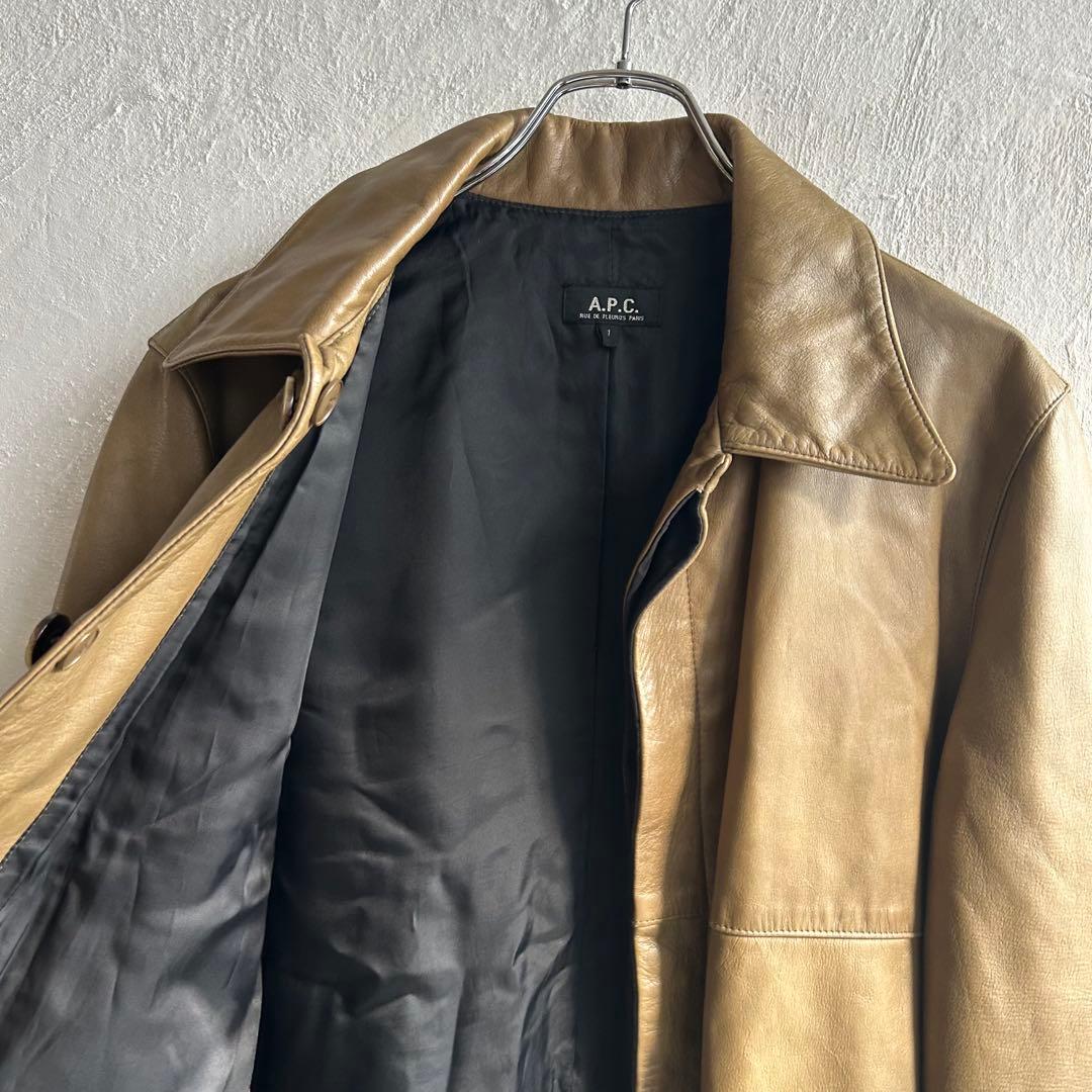 フランス製 OLD A.P.C. レザー ステンカラーコート APC