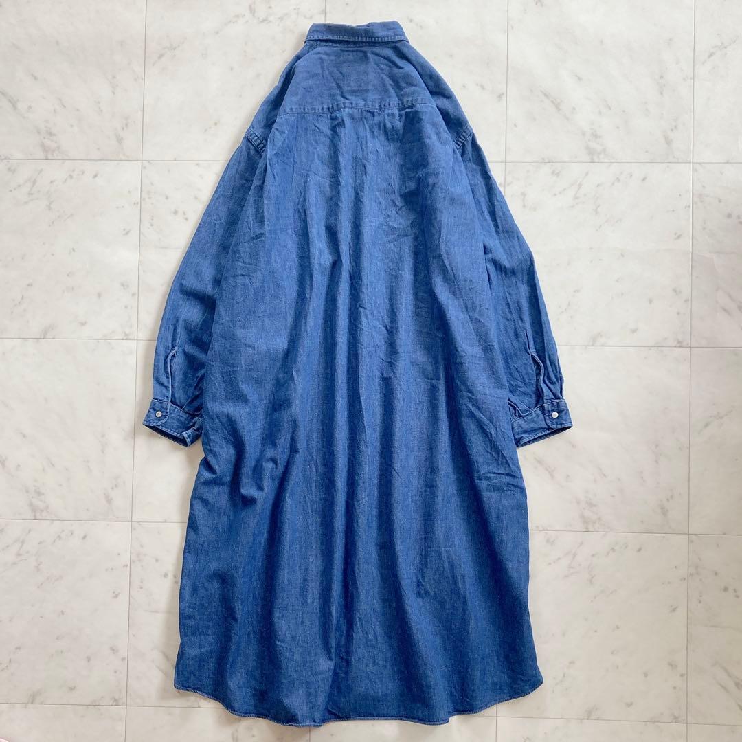 美品　DANTON デニムシャツワンピース　ダンガリー