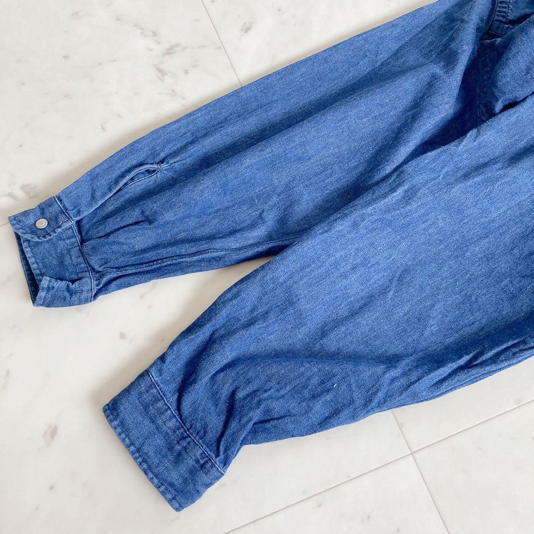 美品　DANTON デニムシャツワンピース　ダンガリー