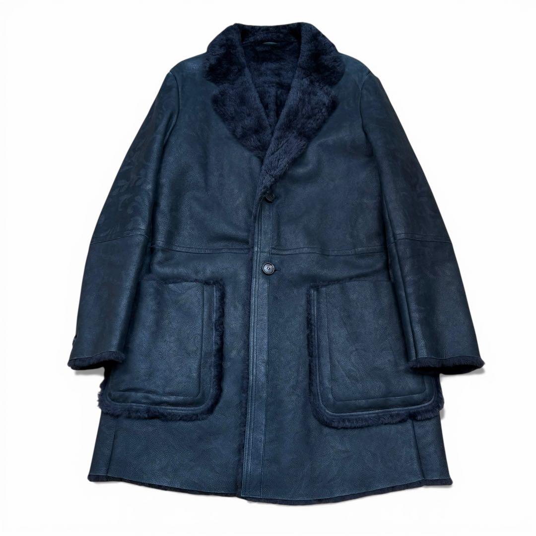 定価100万!!! ETRO 現行 13aw ムートンコート 全面ペイズリー