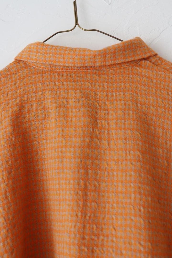 定価¥23100 イチアンティークス ウールガーゼ ギンガムチェック シャツ